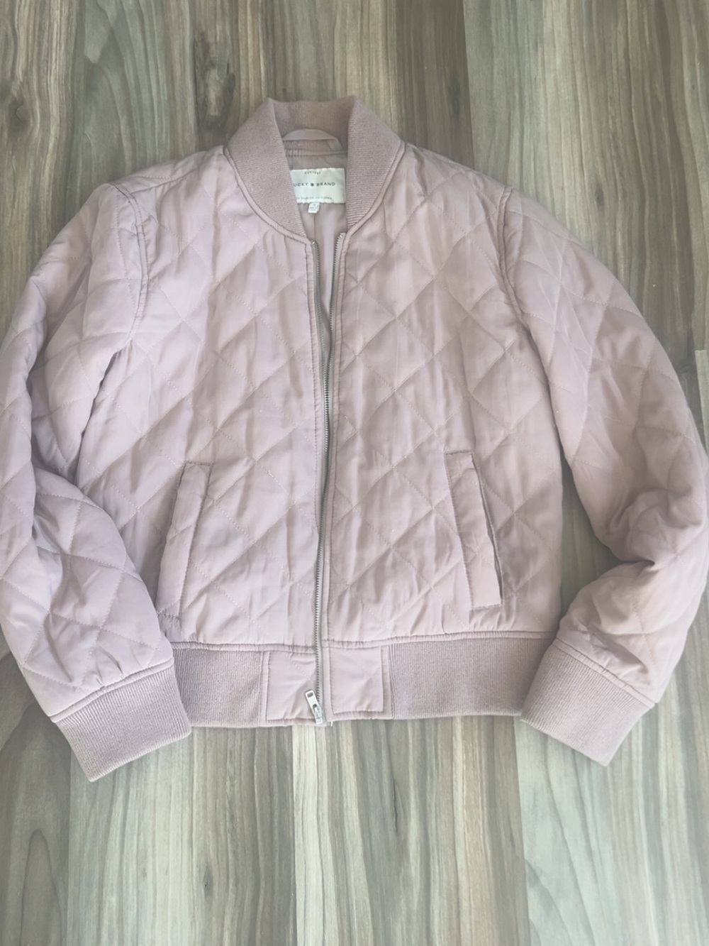 Lucky Brand Pale Pink Quilted Bomber Jacket